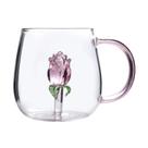 Caneca 3D de Vidro Borossilicato Flor Rosa 350ml - Allmix