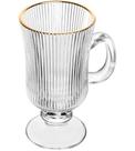 Caneca Avulsa 240ml Para Cappuccino De Vidro Com Fio De Ouro Lines