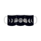 Caneca Azul Céu Estrelado Fases da Lua de Porcelana 325ml