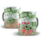 Caneca Baby Yoda Grogu Star Wars Com Café Sem Café Porcelana