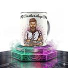 Caneca Barbeiro Barbershop branca de cerâmica 325ml