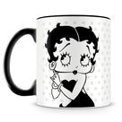 Caneca Betty Boop Personalizada de Porcelana com Alça Preta - Mod.2