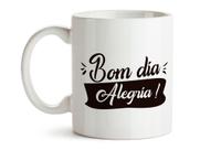 Caneca Bom Dia Alegria Xícara Porcelana 325ml + Caixa Presente