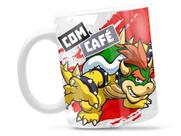 Caneca Bowser Com Café Divertida Porcelana Xícara 325ml + Caixa Presente