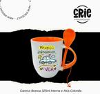 Caneca branca 325ml interno e alça colorida