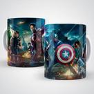 Caneca Branca Avengers Capitão América Hulk Desenhos Filmes