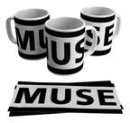Caneca Branca Bandas De Rock Muse Logo Hard Metal Pop