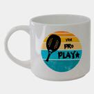 Caneca Branca Bucks de Porcelana 450ML Beach Tennis Raquete Preto Vem Pro Play