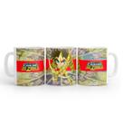 Caneca Branca Cavaleiros Dos Zodíaco Aiolos de Sargitário Cerâmica 325 Ml