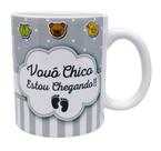 Caneca Branca Cinza Personalizada Estou Grávida Vovô e Vovó