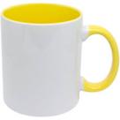 Caneca Branca com alça e interior amarela com caixinha