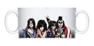 Caneca Branca De Bandas Rock Kiss Fire Hard Psycho Circus