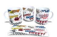 Caneca Branca de Porcelana Personalizada Coleção Luta em Quadrinhos