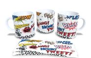 Caneca Branca de Porcelana Personalizada Coleção Luta em Quadrinhos
