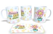 Caneca Branca de Porcelana Personalizada Coleção Sonhos e Flores