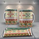 Caneca Branca de Porcelana Personalizada Coleção Tribal