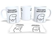Caneca Branca de Porcelana Personalizada Flork Frases Engraçadas, Divertidas Pack2