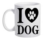 Caneca Branca I Love Dog Patas Cachorro Cat Animais Pet