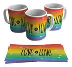Caneca Branca Love Is Love Arco Íris Lgbt Frases Cores