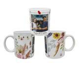 Caneca Branca Personalizada Aquarela Floral Flores Fotos
