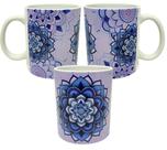 Caneca Branca Personalizada Mandala Psicodélico Roxo