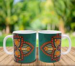 Caneca Branca Personalizada Mandala Verde Água
