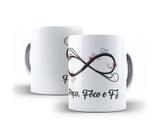 Caneca Branca Porcelana Força, Foco e Fé + Caixinha