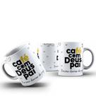 Caneca Café Com Deus Pai 325ml Cerâmica Cristã Evangélica