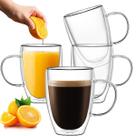 Caneca Café Vidro Duplo 350ml Kit 4 Unidades