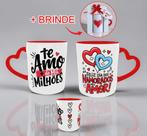Caneca Casal Apaixonados Presente Criativo Dia Dos Namorados Alça de Coração
