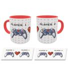 Caneca Casal Controle Player 1 e 2 Presente Namorados Geek