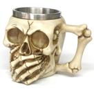 Caneca Caveira Nada Falo Esqueleto Decorativa - Metal/Resina 400ML