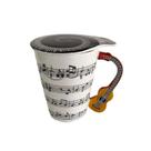 Caneca Ceramic Music Note com alça de guitarra e tampa de piano 360ml