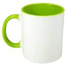 Caneca Cerâmica 325ml alça e interior colorido - Verde Claro