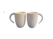 Caneca Cerâmica Branca 350ml Alça Meia Lua Design Moderno para Café Chá Caneca Cerâmica Branca 350ml Alça Meia Lua Design Moderno para Café Chá