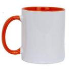 Caneca Cerâmica C Alça e Interior Laranja 325ml