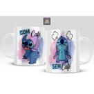 Caneca Cerâmica Com Café Sem Café Stitch meme 325ml (Porcelana)