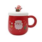 Caneca ceramica com tampa noel vermelho 12cm cromus