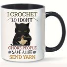 Caneca Cerâmica Funny Crochet & Cat Design 350ml - I Crochet