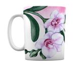 Caneca Cerâmica Lembrancinha Flores Floral Orquídea Branca