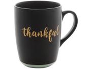 Caneca Cerâmica ThankFul Preto Matt/Azul 340ml