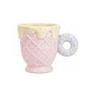 Caneca ceremica rosquinha doce rosa 3401ml 10x14cm florarte