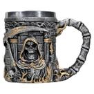 Caneca Chopp Cerveja Morte Inox Resina Prata E Dourado 300ml