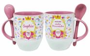 Caneca Colher Rosa Little Princess Princesa e Unicórnio Caneca Colher Rosa Little Princess Princesa e Unicórnio