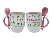 Caneca Colher Rosa Personalizado Carreira Carreira Nutrição