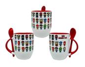 Caneca Colher Vermelha Personalizada Mini Super Heróis Bebê