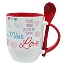 Caneca com Colher Vermelha Personalizada - Amor, Amiga