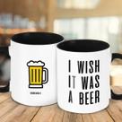 Caneca Com Frase Porcelana Presente Cachaceiro Cerâmica - I Wish It Was A Beer - Queria Que Fosse Cerveja