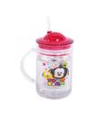 Caneca Com Tampa E Canudo Mickey e Minnie Tsum Tsum 200ml Disney