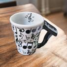 Caneca Copo amassado Alça de Piano Porcelana Musical